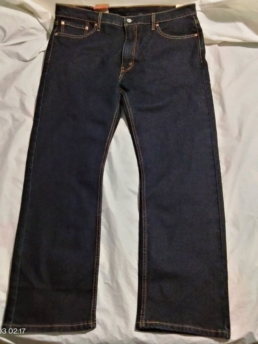 Levi's 513 Mens 38x30 Irregular Slim Straight Stretch Dark Wash Blue Denim Jeans